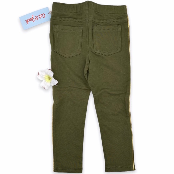 NWT Cat & Jack Army Green Gold Stripe Leggings, 3T - Picture 3 of 10